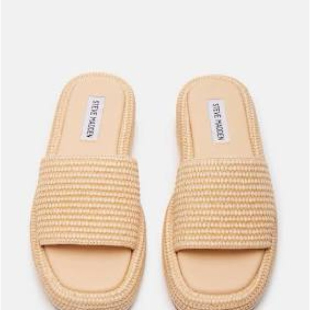 Steve Madden Cream Woven Slide Sandals